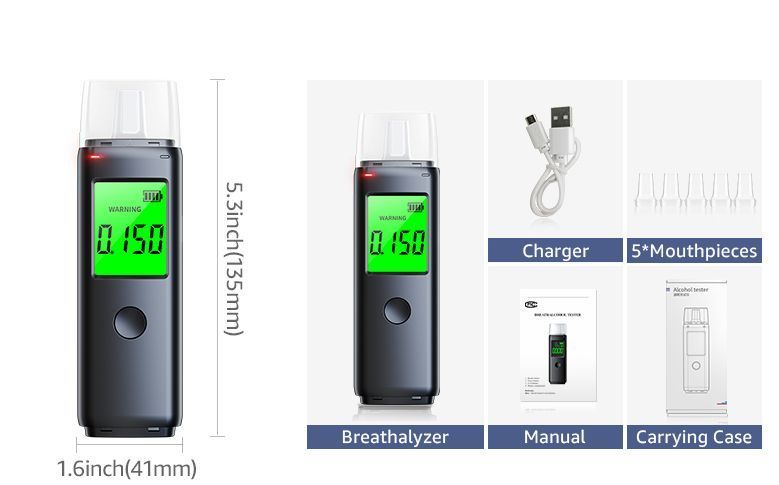 Алкотестер повышенной точности 2в1 Inspire PRO с аккумулятором USB / Цифровой компактный, профессиональный Драгер 114821 фото