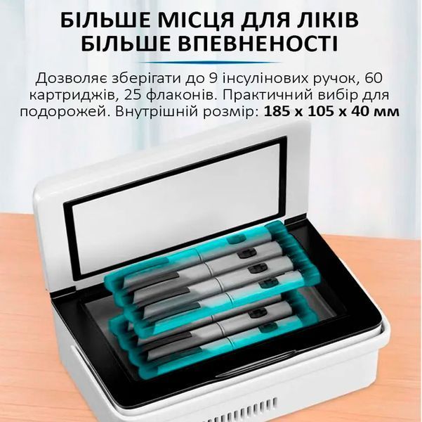 Медичний портативний міні холодильник Coolbox CL-А08 для ліків, інсуліну з двома акумуляторами 10200 мАг 117391 фото