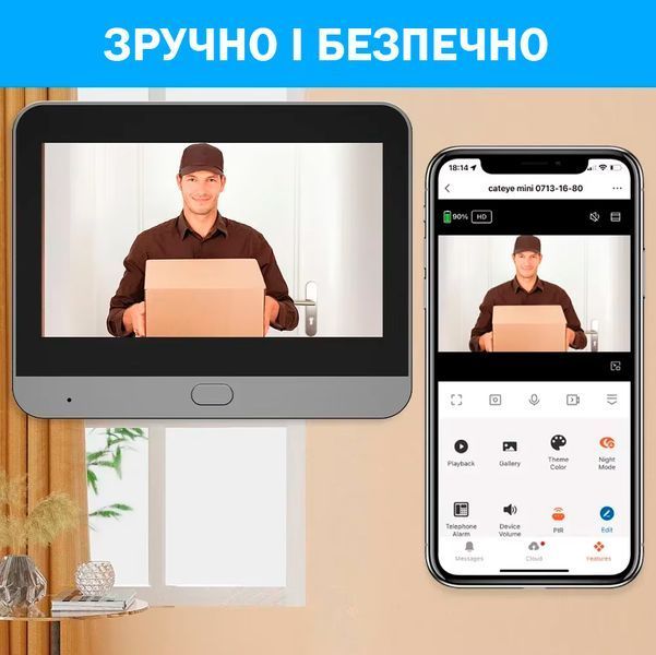 Дверной глазок Беспроводной Tuya Smart 1080P Wi-Fi с 4.3&rdquo;дисплеем и камерой ночного видения 116492 фото