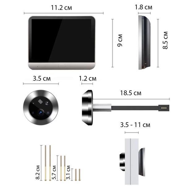 Дверной глазок Беспроводной Tuya Smart 1080P Wi-Fi с 4.3&rdquo;дисплеем и камерой ночного видения 116492 фото