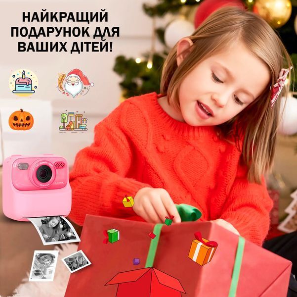 Детский фотоаппарат Цифровая камера мгновенной печати 32 Гб HD 1080P с двумя объективами + 3рул. фотобумагу Розовая 117030 фото