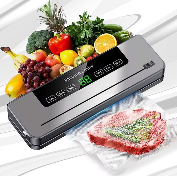 Вакуумный упаковщик Электрический для продуктов FKJ-5100 + 10 пакетов Вакууматор со встроенным резаком и дисплеем 116316 фото
