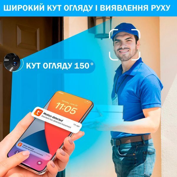 Умный Дверной Глаз Tuya Smart 1080P с 4.3" дисплеем и 3MP HD камерой Черный 117060 фото