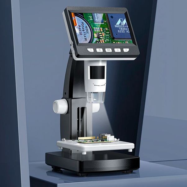 Цифровой микроскоп 1000X с 4.3" LCD дисплеем для монет и пайки со встроенным аккумулятором 1200 mAh Портативный 117055 фото
