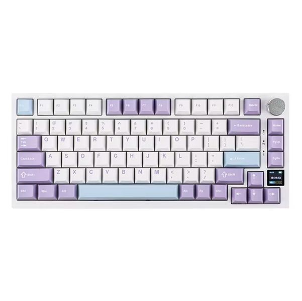 Клавиатура беспроводная механическая AJAZZ AK820 Pro Bluetooth 5.1/2.4G с дисплеем / RGB подсветкой Универсальная Бело-фиолетовый 116451 фото