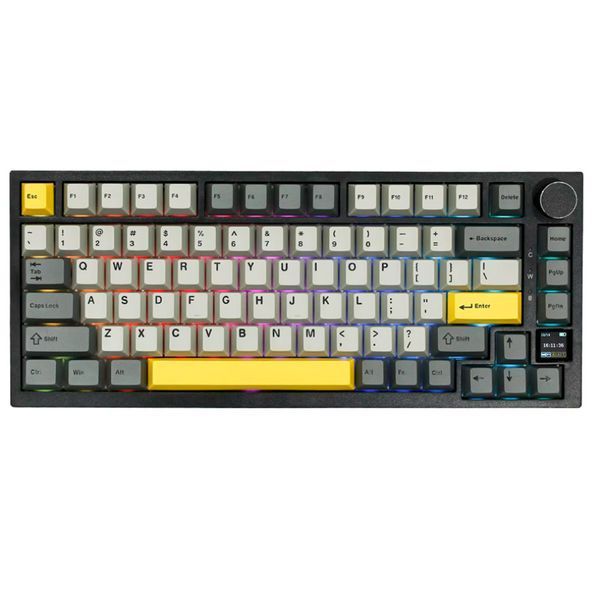 Клавиатура беспроводная механическая AJAZZ AK820 Pro Bluetooth 5.1/2.4G с дисплеем /RGB подсветкой Универсальная Черно-Серый 116452 фото