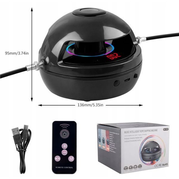 Интеллектуальная музыкальная скакалка с Bluetooth с регулировкой скорости и аккумулятором 1200 мАч Черный 117171 фото