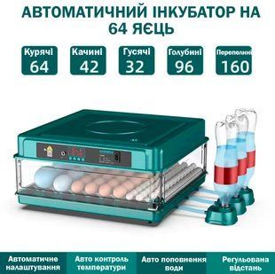 Инкубатор автоматический на 64 яиц (220/12в) NeoNest с роликовым переворотным механизмом для инкубирования яиц разных птиц 117384 фото