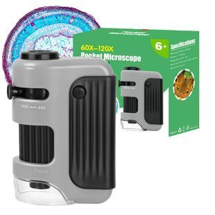Карманный детский микроскоп Posket Microscope 60x-120x с LED подсветкой Обучающий для наблюдения 116729 фото